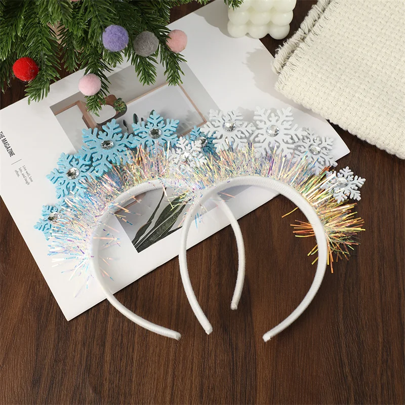 Fashion Sweet Christmas Snowflake Headband For Women Girls Creative Hair Accessories Photo Props Christmas Decoration Gifts