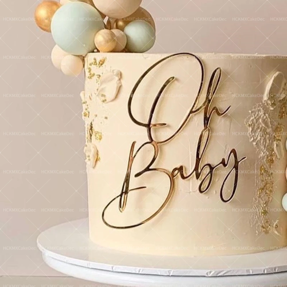 Oh Baby Acryl-Kuchenaufsatz für Neugeborene, süße Wochenende, Dekoration für Babyparty, Party-Dekoration, Zubehör, Geschlecht offenbaren, entzückende Kuchendekoration – Detail 2