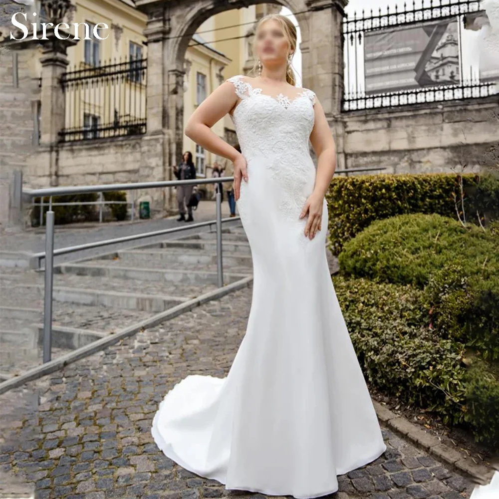 

Customized Elegant Long Ivory Wedding Dress Cap Sleeves Floor-Length Mermaid Sweep Train Bridal Gown Vestidos De Novias 2025