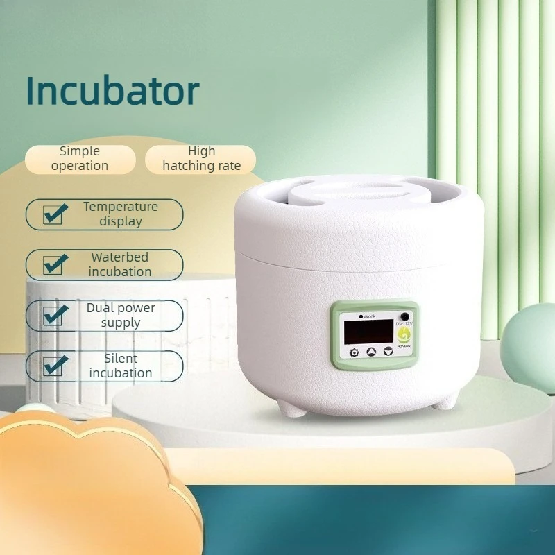 Mini Egg Incubator Incubation Temperature Display Dual Power Supply Silent High Hatching Rate for Chicken Bird Eggs Home Use