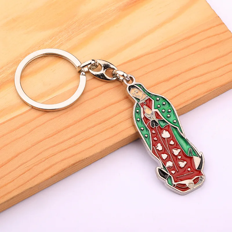 New Enamel Virgin Mary Keyring Religious Catholic Our Lady of Guadalupe Protection Metal Keychains for Bag Gifts