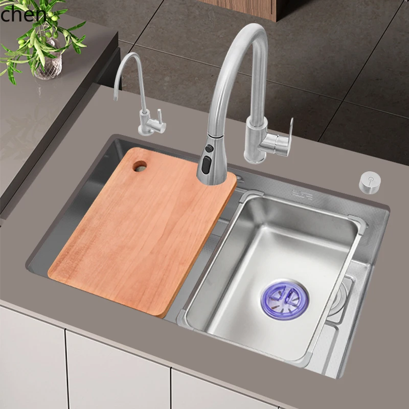HT Thickened Stainless Steel Handmade Sink Vegetable Washing Basin Kitchen Household Undercounter