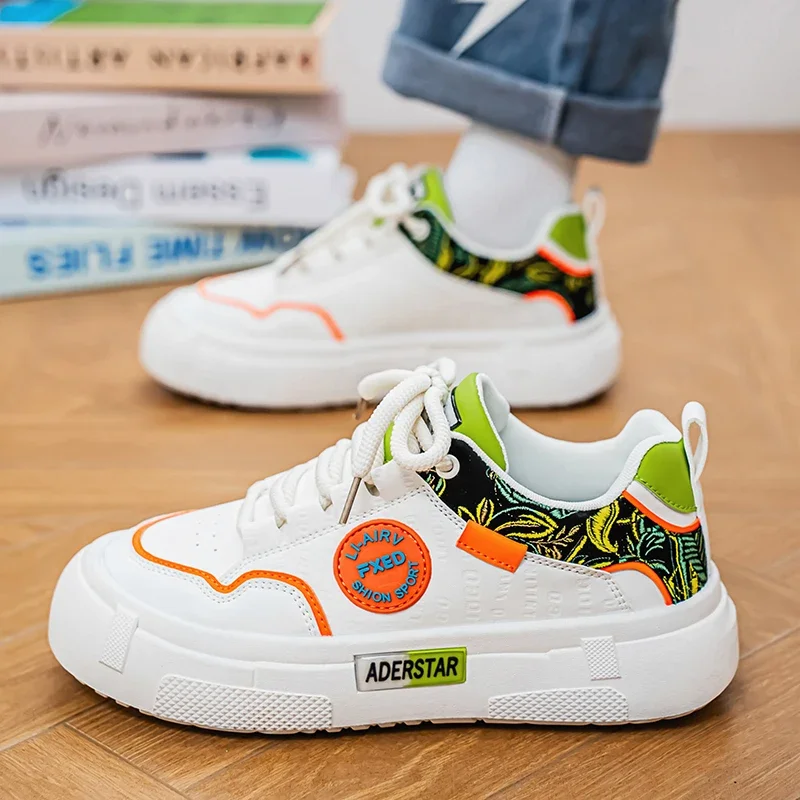 

2025 Мужская обувь, повседневные кожаные кроссовки для скейтборда, роскошные летние уличные походные дизайнерские спортивные лоферы на платформе для бега, тенниса