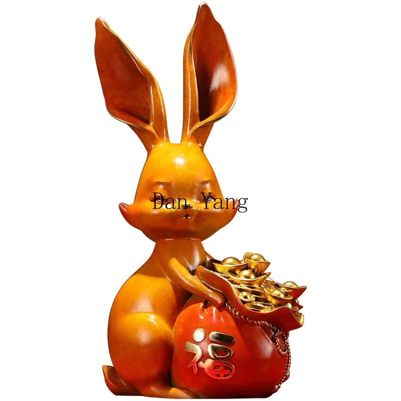 

yj all-copper rabbit ornament cute rich rabbit zodiac crafts housewarming new home store opening gift