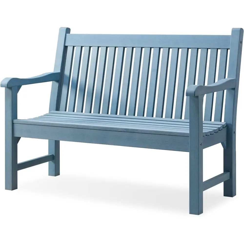 

2-Person Blue Poly Lumber Outdoor Bench, Weather-Resistant Patio Furniture for Garden, Porch, and Park