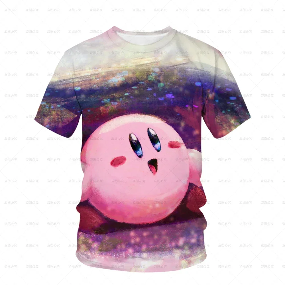 

Футболка Kirby, топ для девочек, милая футболка с героями мультфильмов, детская футболка с короткими рукавами для мальчиков и девочек, футболка с 3d мультфильмами, детская одежда