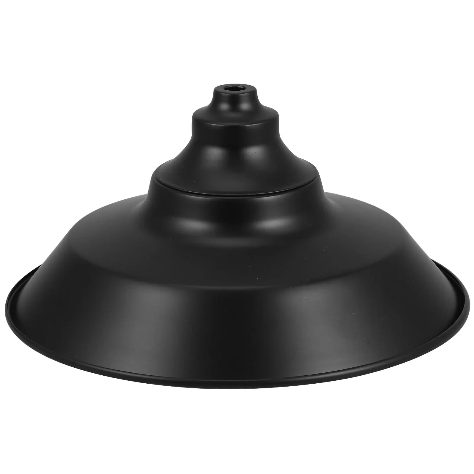 E27 Industrial Pendant Lamp Shade 220Mm Diameter Black Exterior White Interior Metal Bulb Guard for Kitchen Dining Living Room