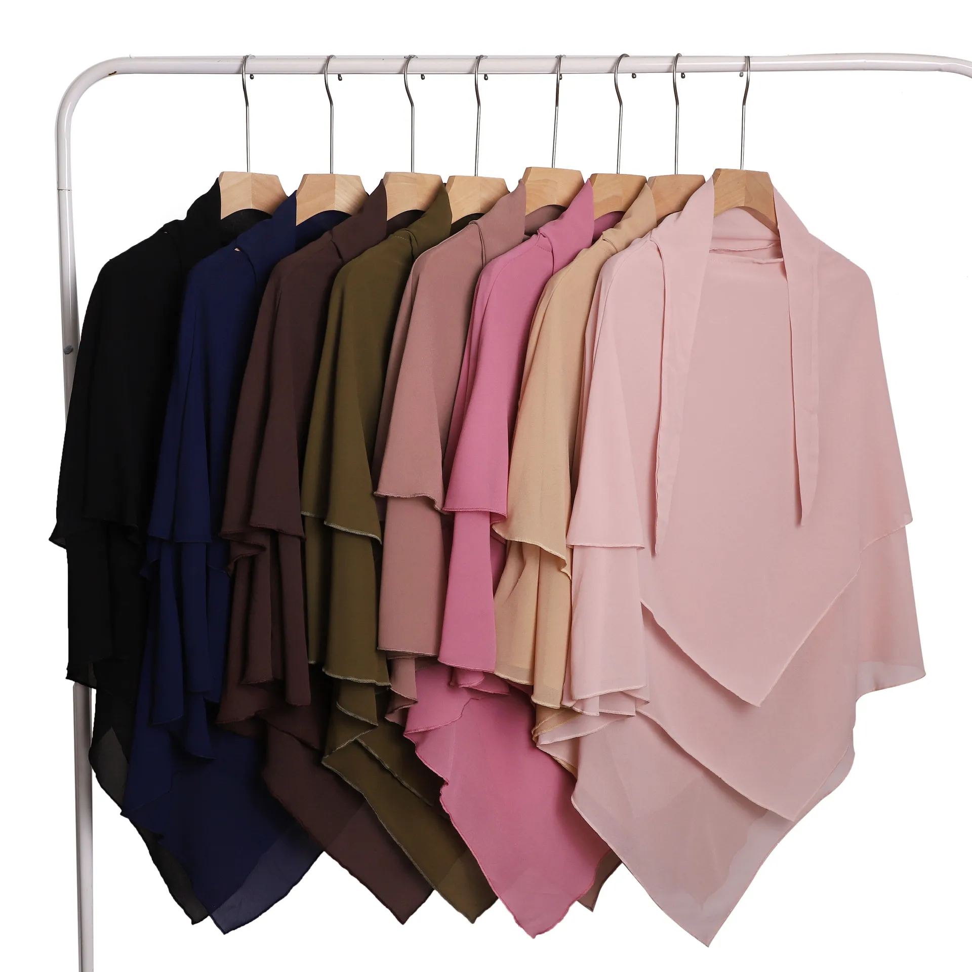 

Готовый к носке мусульманский хиджаб из двухслойного шифона, однотонный платок-фулярд, шаль-бандана для женщин, 1 шт.