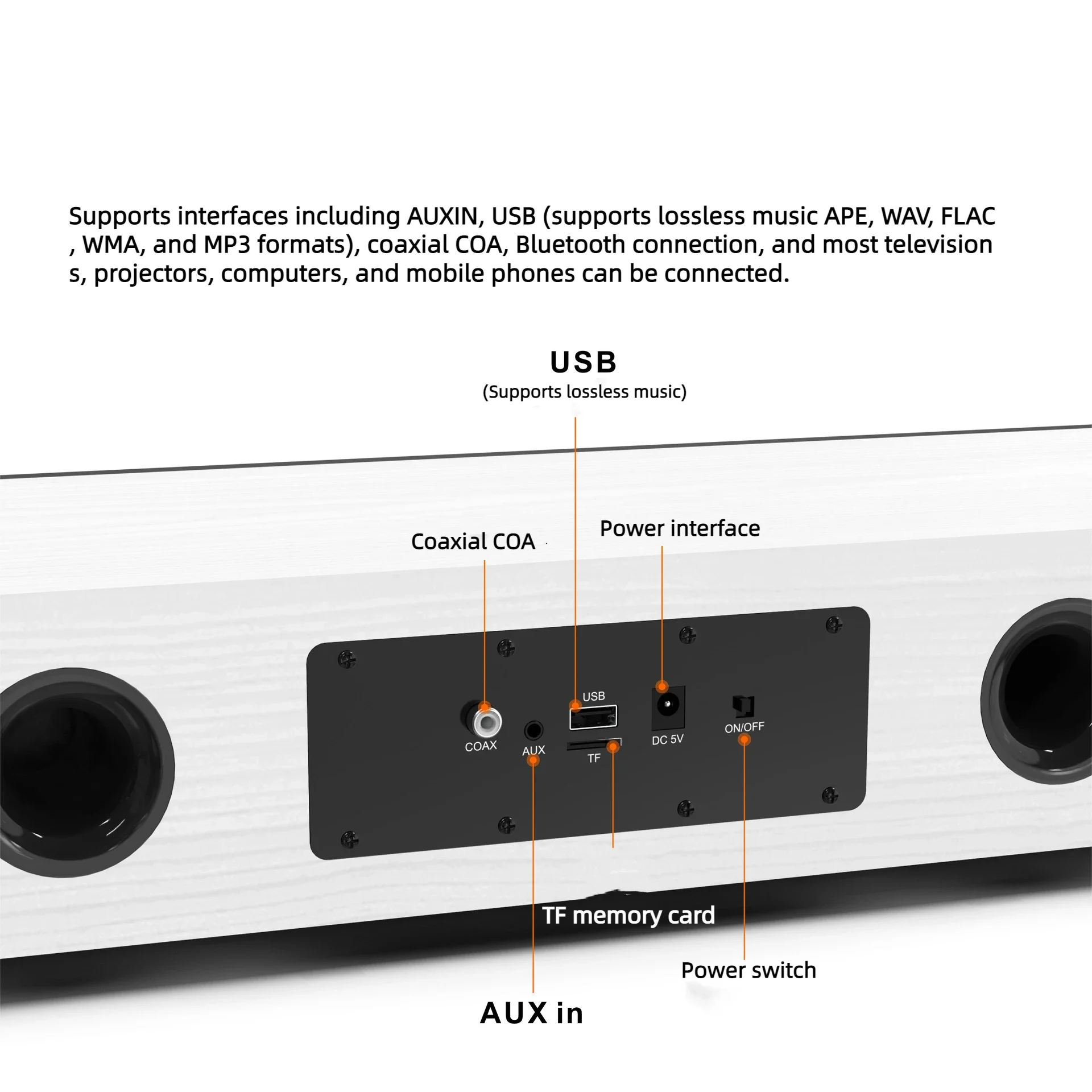 New arrival 3D surround sound karaoke soundbar home theater white speaker blue-tooth soundbar