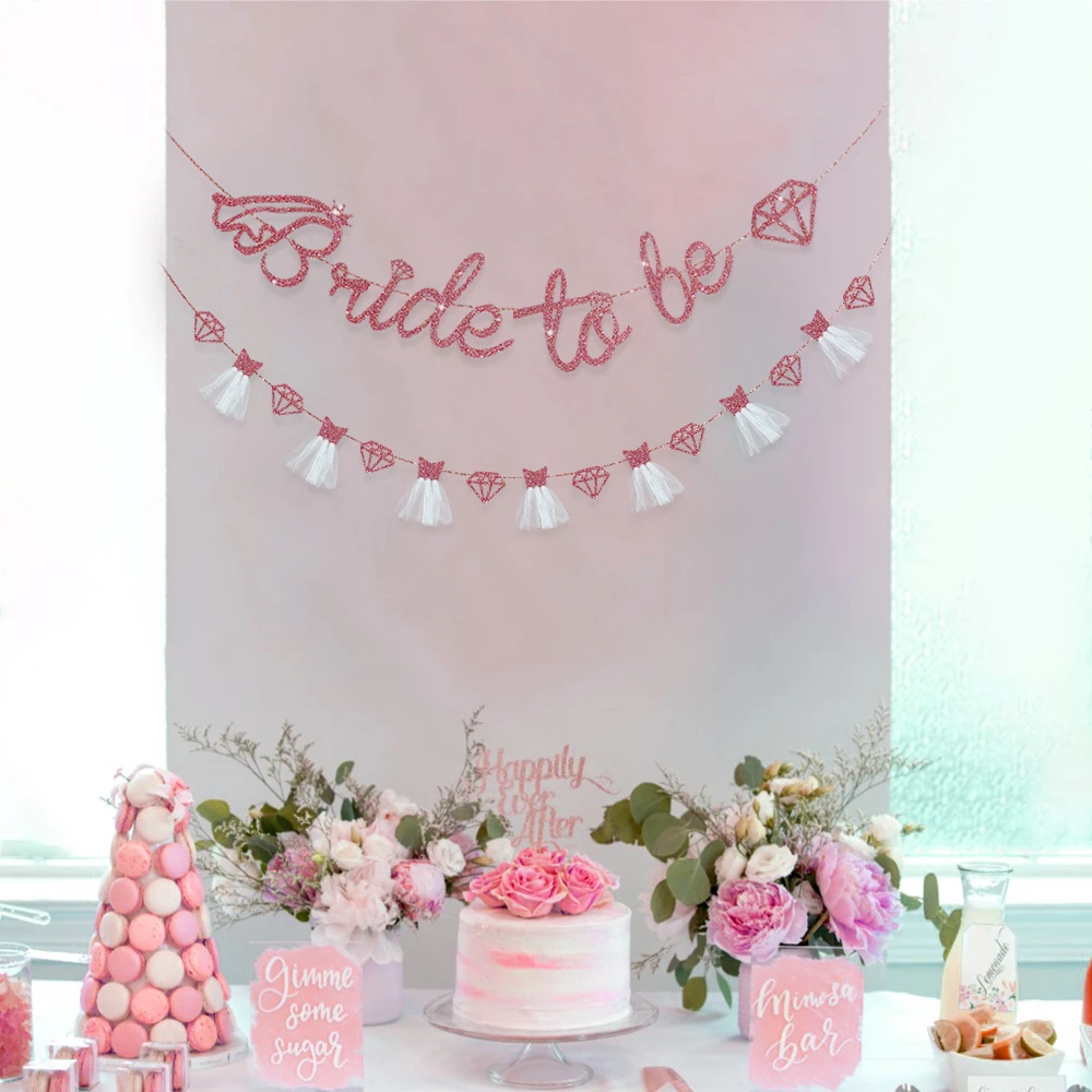 Brautschleier für Junggesellenabschiede, Roségold, Schärpe, Stirnband, glitzerndes Braut-Banner für Junggesellinnenabschiede, Hochzeit im Freien, erschwingliche Gastgeschenk – Detail 19