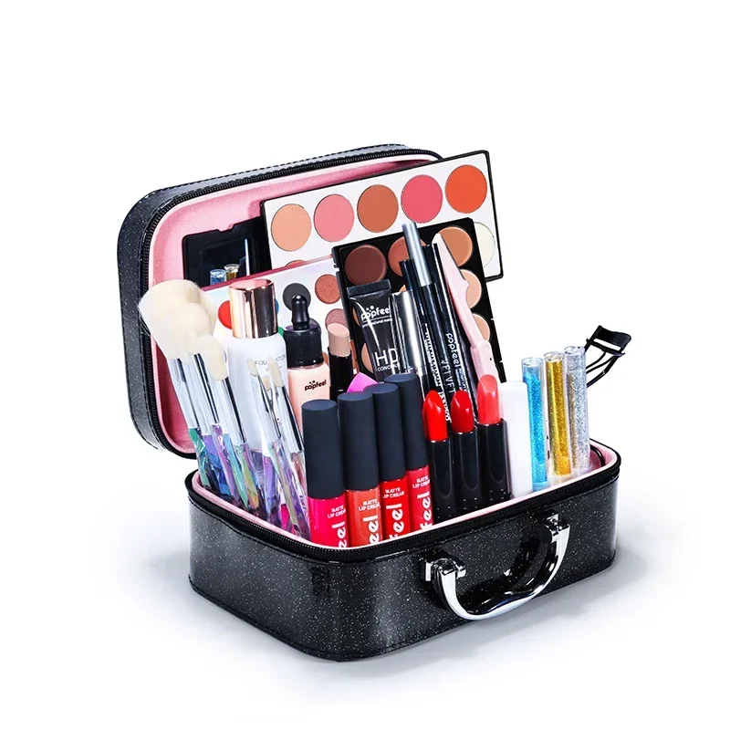 POPFEEL ALL IN ONE Makeup Kit (Eyeshadow, Lipgloss,Lipstick,Makeup Brushes,Eyebrow,Concealer,Foundation) With Cosmetic Box