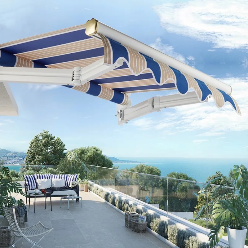 Guangzhou Awning Factory Outdoor Aluminum Retractable Awning Motorized Window Sunshade Folding Awning