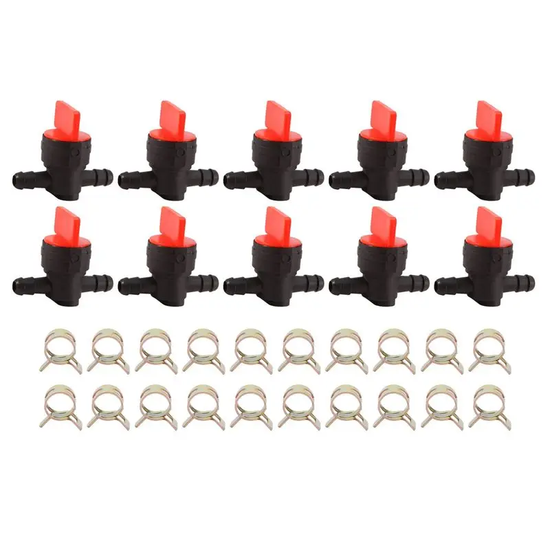 Válvula de cierre de combustible A54P-10PCS 494768 698183 con abrazadera para línea de combustible de 1/4 pulgadas Briggs & Stratton Murray Toro Lawn Tractor