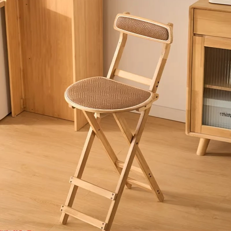 Folding Bar Stool with Upholstered Seat High Kitchen Counter Chair with Backrest Home Bar Chairs Reception Cashier Counter Stool