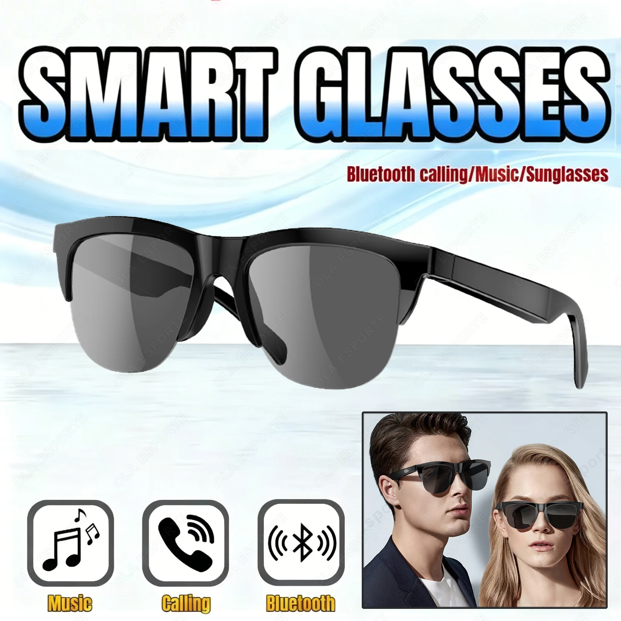 New Men's Smart Glasses Women's Bluetooth Glasses Voice Call Control Music UV Polarized Sunglasses Headphone Glasses Man 2026