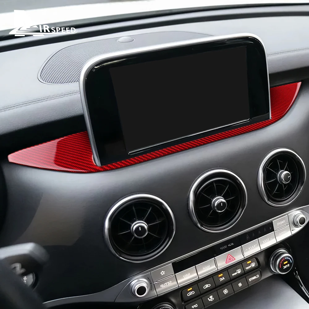 Real Soft Carbon Fiber Sticker For Kia Stinger 2019 2020 2021 2022 2023 LHD RHD Car Central Navigation Screen Trim Accessories