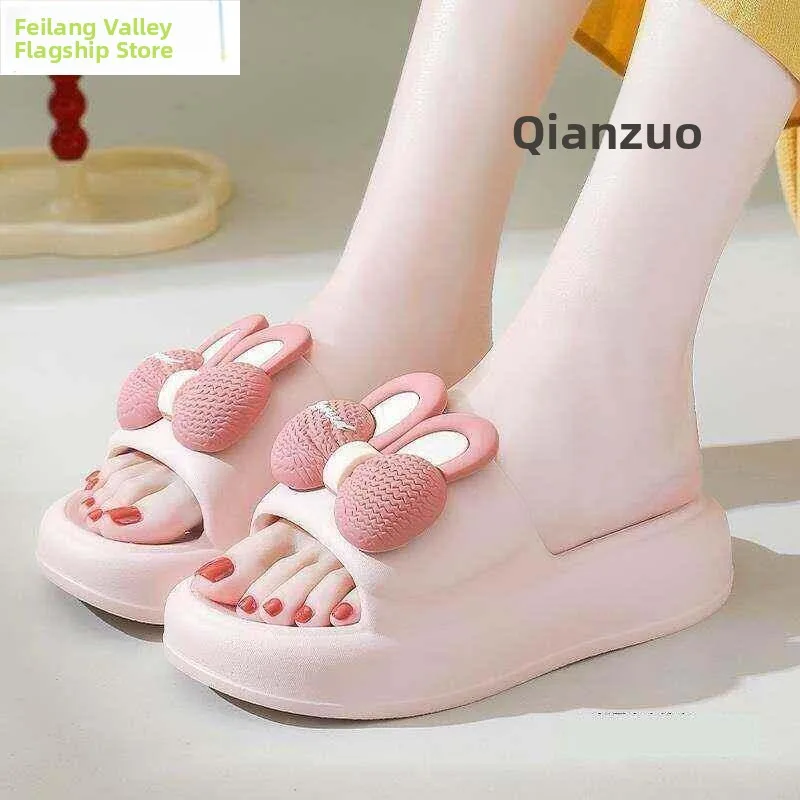

2026 New Women's Slippers Home Bathroom Thick Bottom Anti-Slip Cute Knot Cool Sandals Comfortable Home Slippers