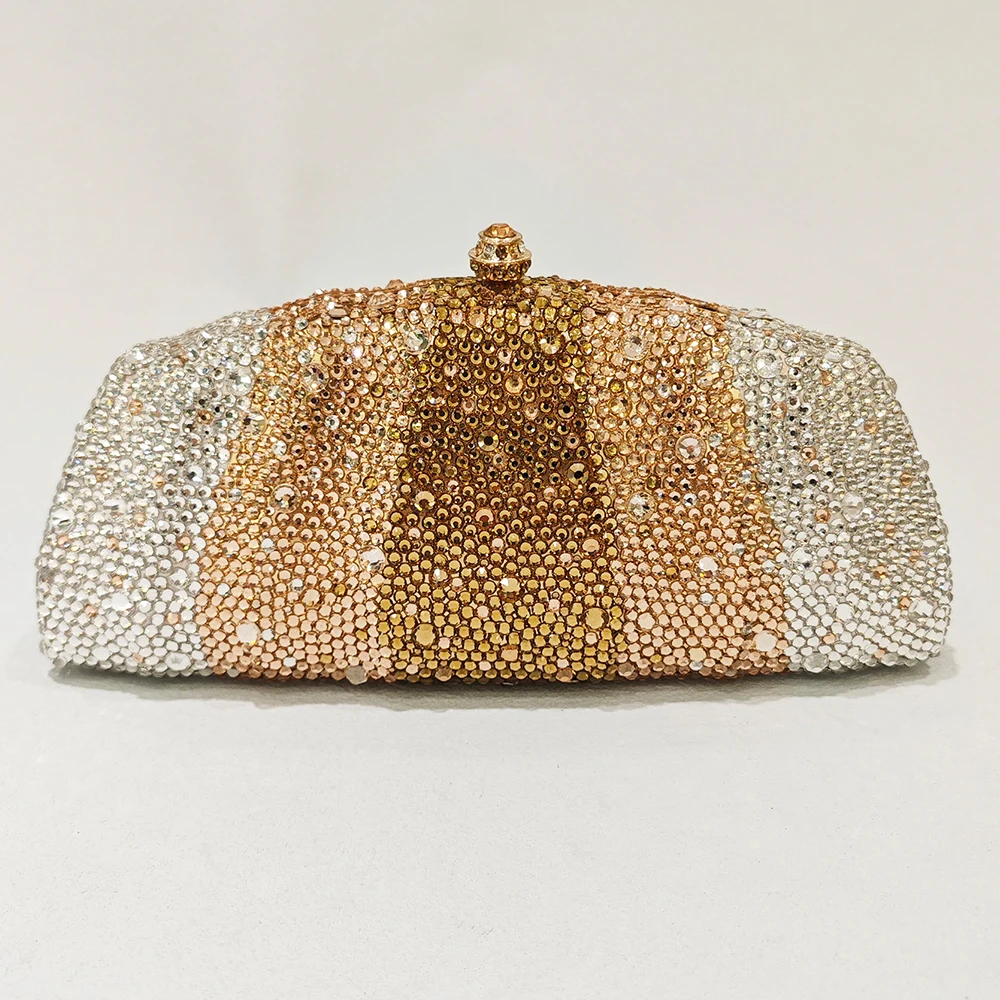 

Champagne Gold Evening Bag Crystal Wedding Clutch Purse Little Rhinestone Women Party Prom Clutch Cocktail Diamond Clutch