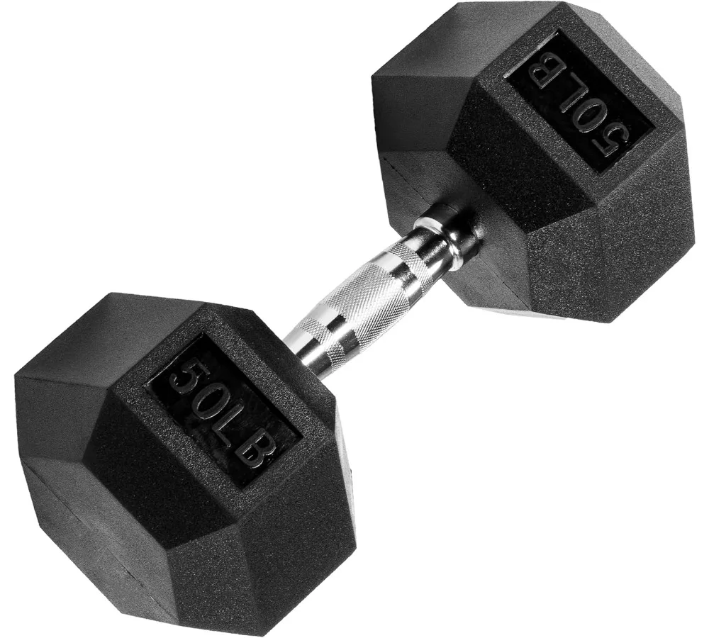 دمبل سداسي مغلف بالمطاط، مقبض معدني مضاد للانزلاق لتمارين صالة الألعاب الرياضية المنزلية، متوفر بمقاسات متعددة