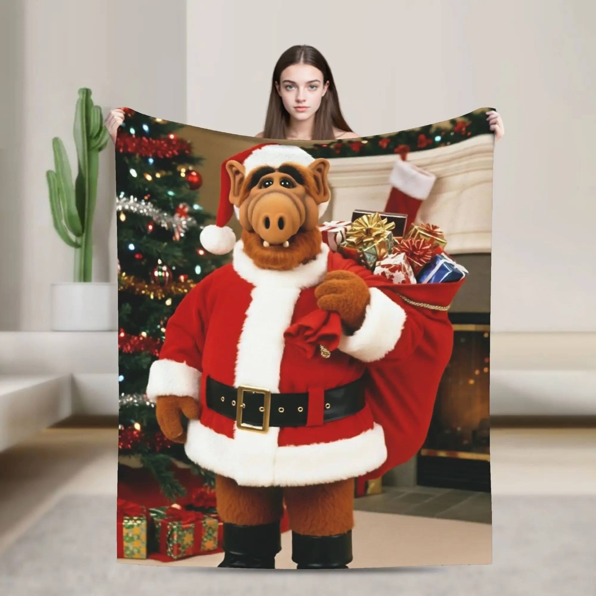 Alf  Alien Life Form Comedy  Blankets Christmas Santa Claus Flannel Funny Soft Throw Blanket for Bedding Lounge All Season