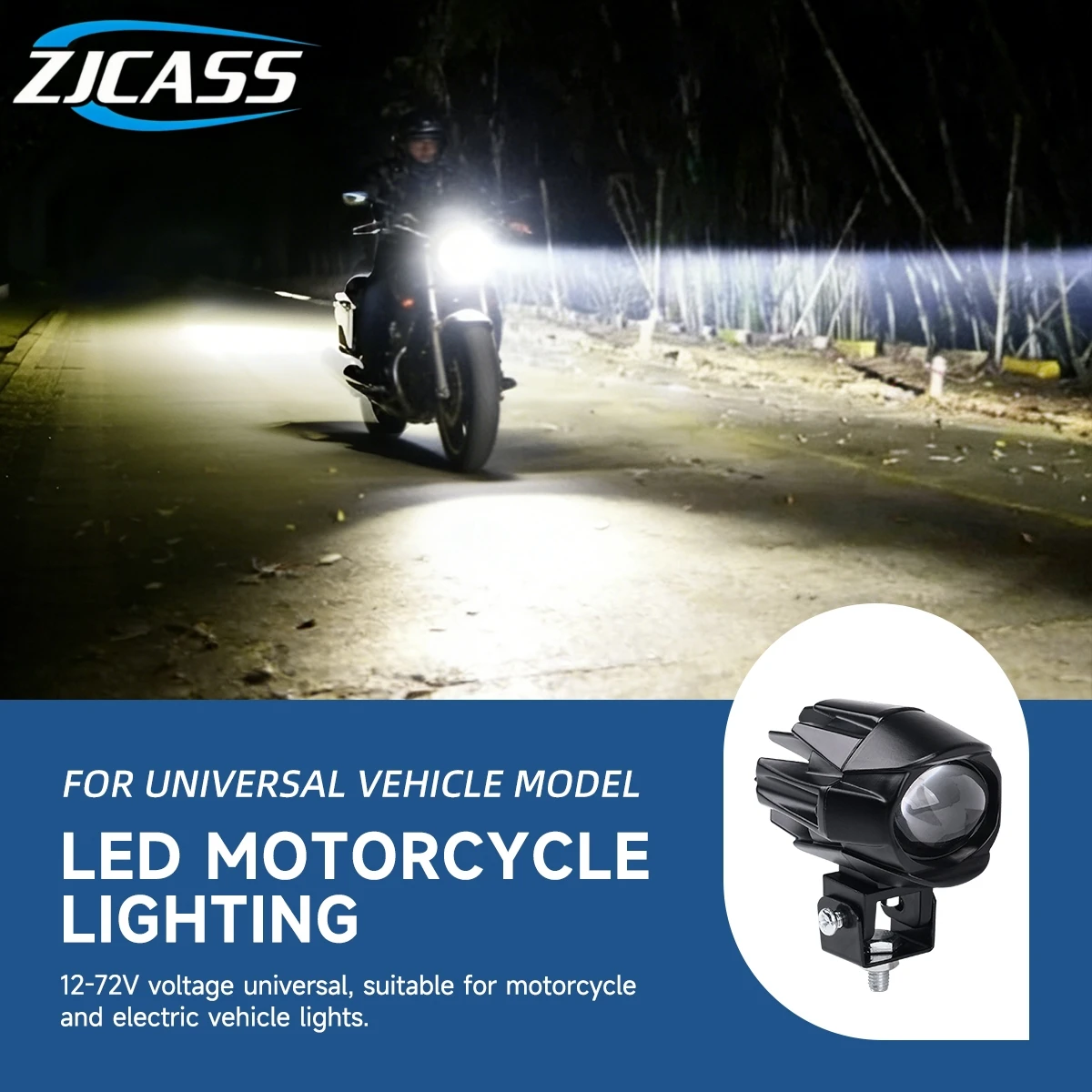 12-72V Headlight, Yellow White High/Low Beam, Easy Installation for Motorcycle/E-bike/Tricycle/Engineering Vehicle