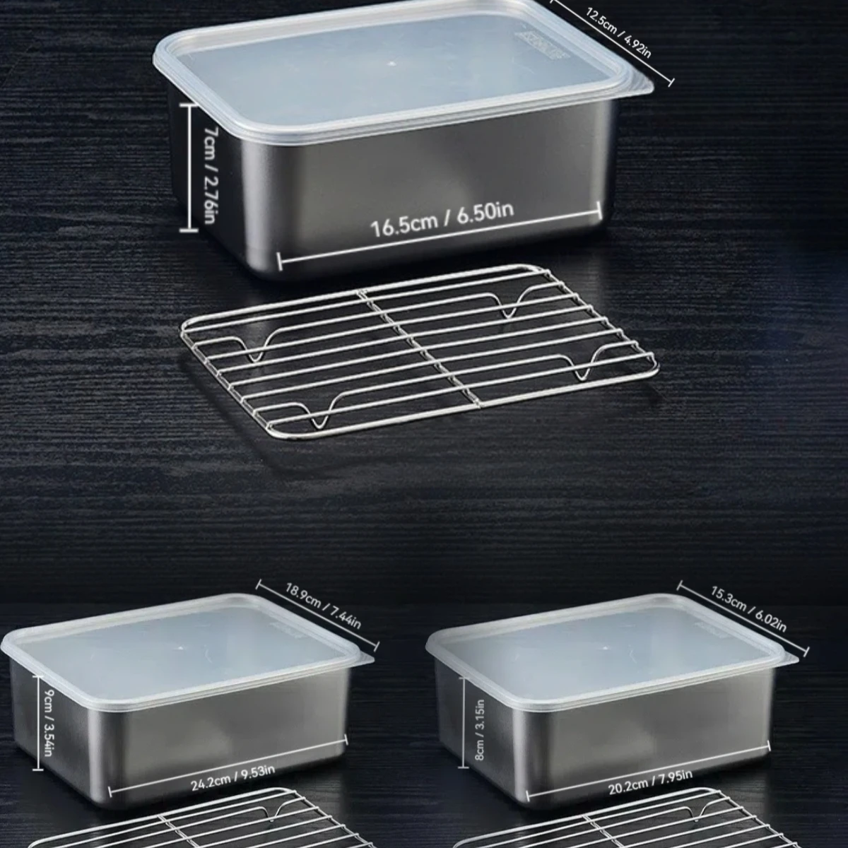 Stainless Steel Food Storage Box, 1 Count/2 Counts Food Storage Container with Lid, Kitchen Storage Organizer for Home Office