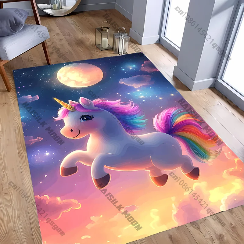 Unicorn Sleeping on Crescent Moon  living room bedroom sofa decor carpet, Luxury gift mat
