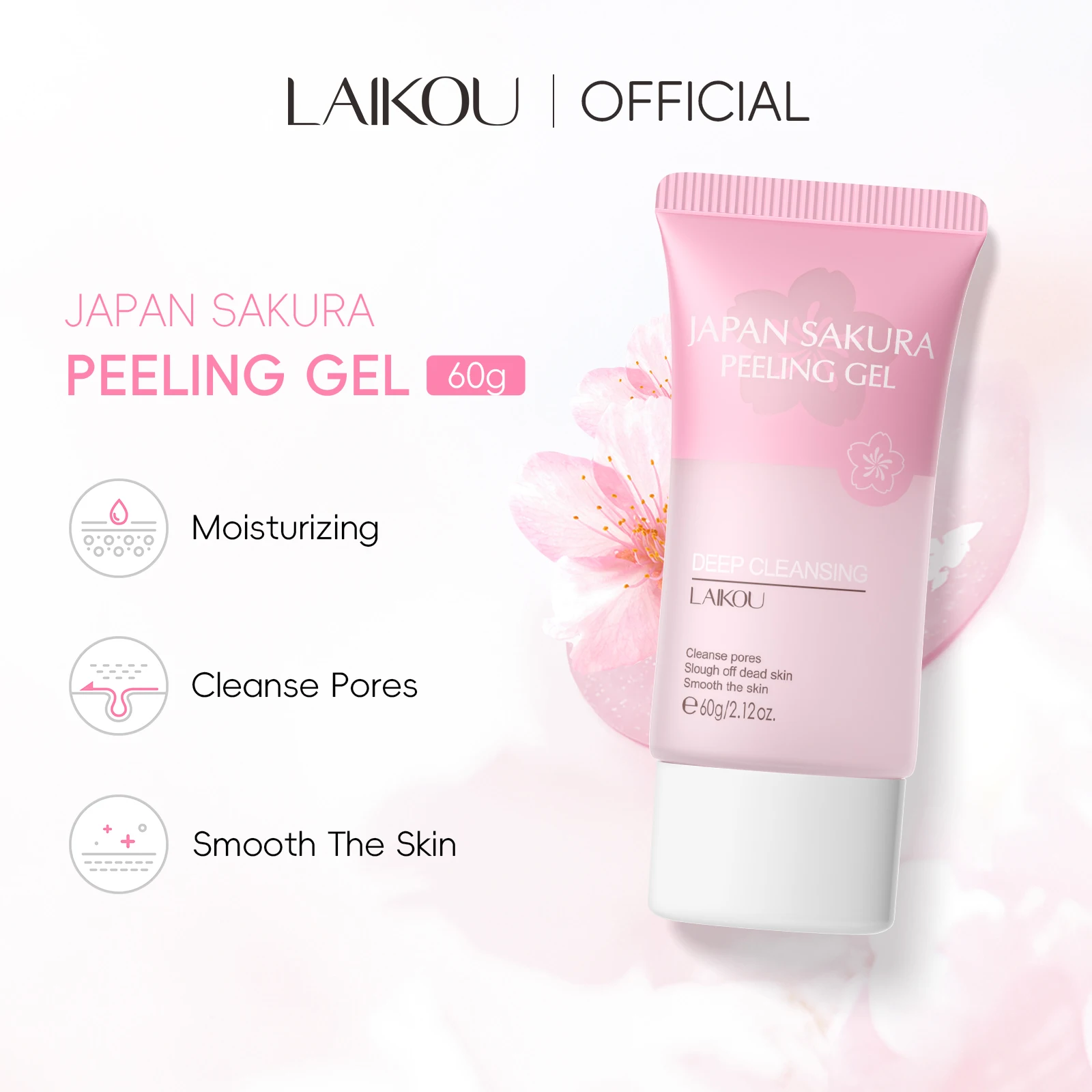 LAIKOU Japan Sakura Peeling Gel Facial Scrub Exfoliator Remove Dead Skin Cherry Blossoms Exfoliating Skin Care 60g