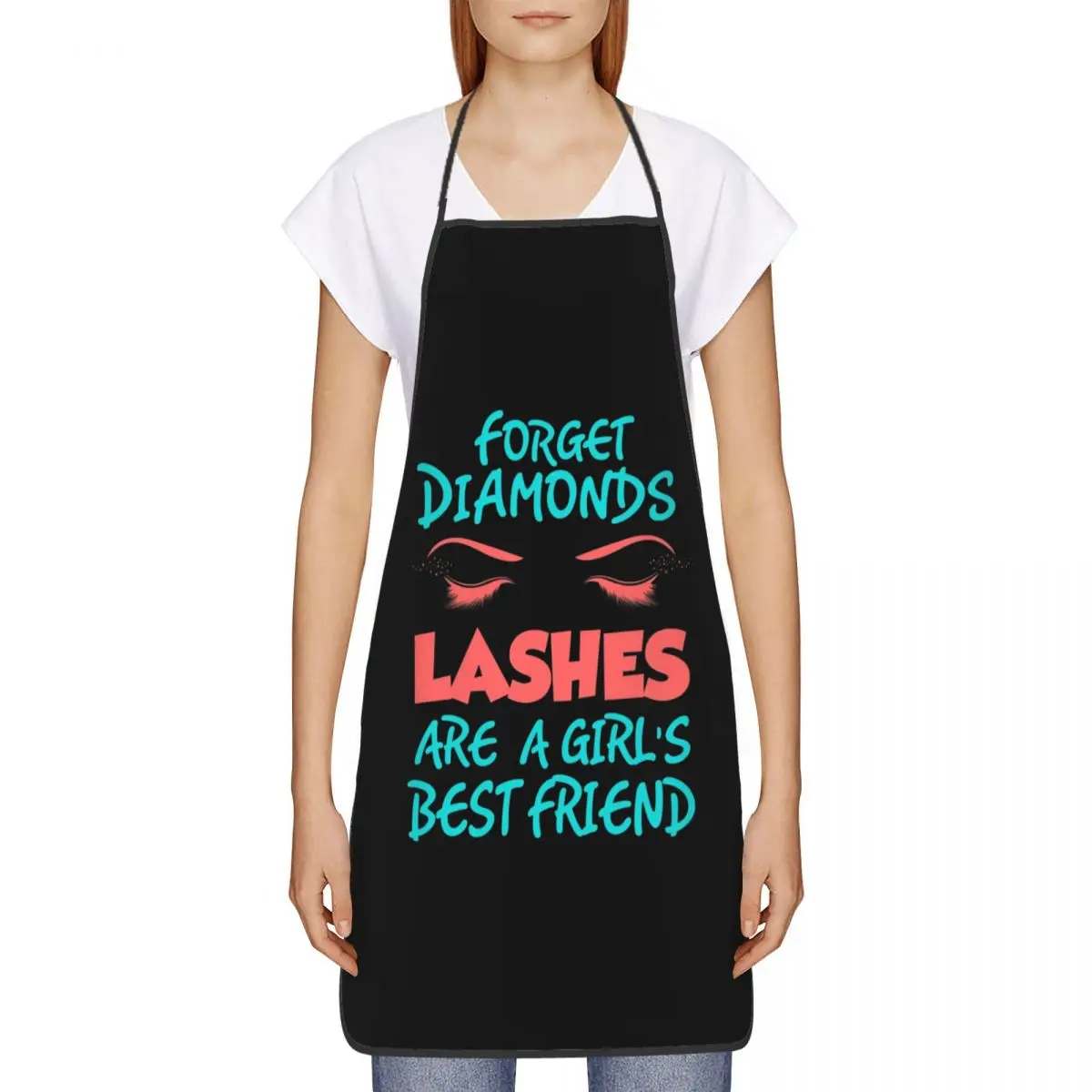 Lashes Are A Girls Best Friend Apron for Men Women Adult Chef Kitchen Cooking Eyelash Makeup Artist Tablier Cuisine Painting