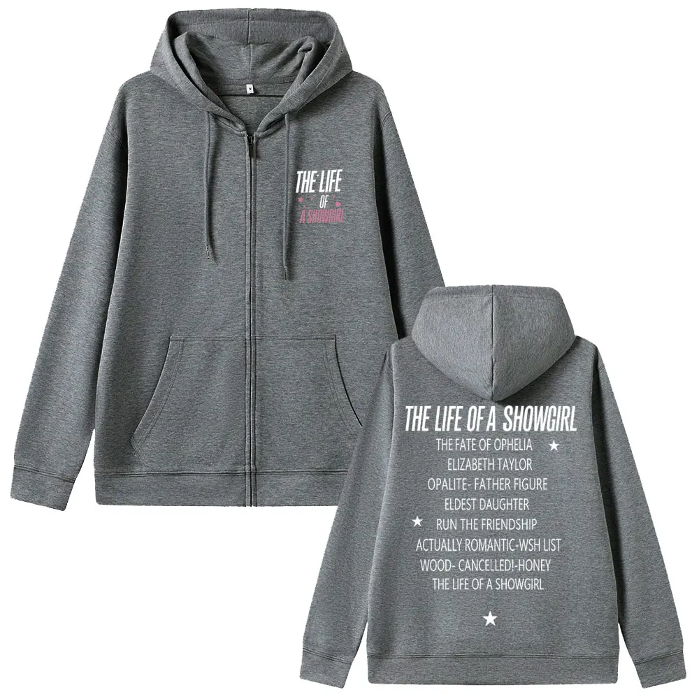 Bluza z kapturem na zamek The Life of A Showgirl, nowy album 2025, prezent dla fanów, męska damska modna bluza oversize na zamek, unisex bluza rozpinana.