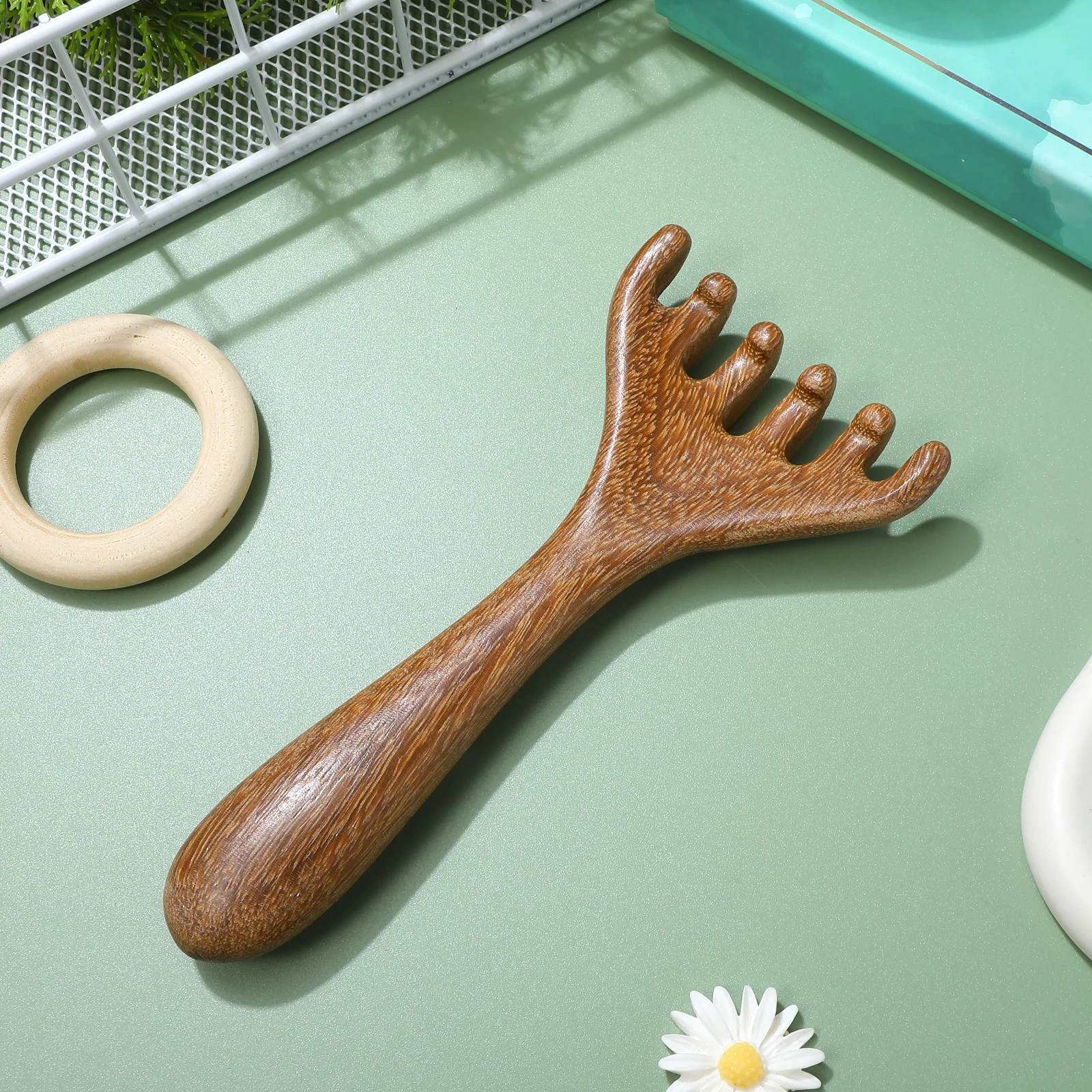 

Foot Massage Rake Wide Tooth Comb Hair Tool Coffee Scalp Massager Traditional Wood