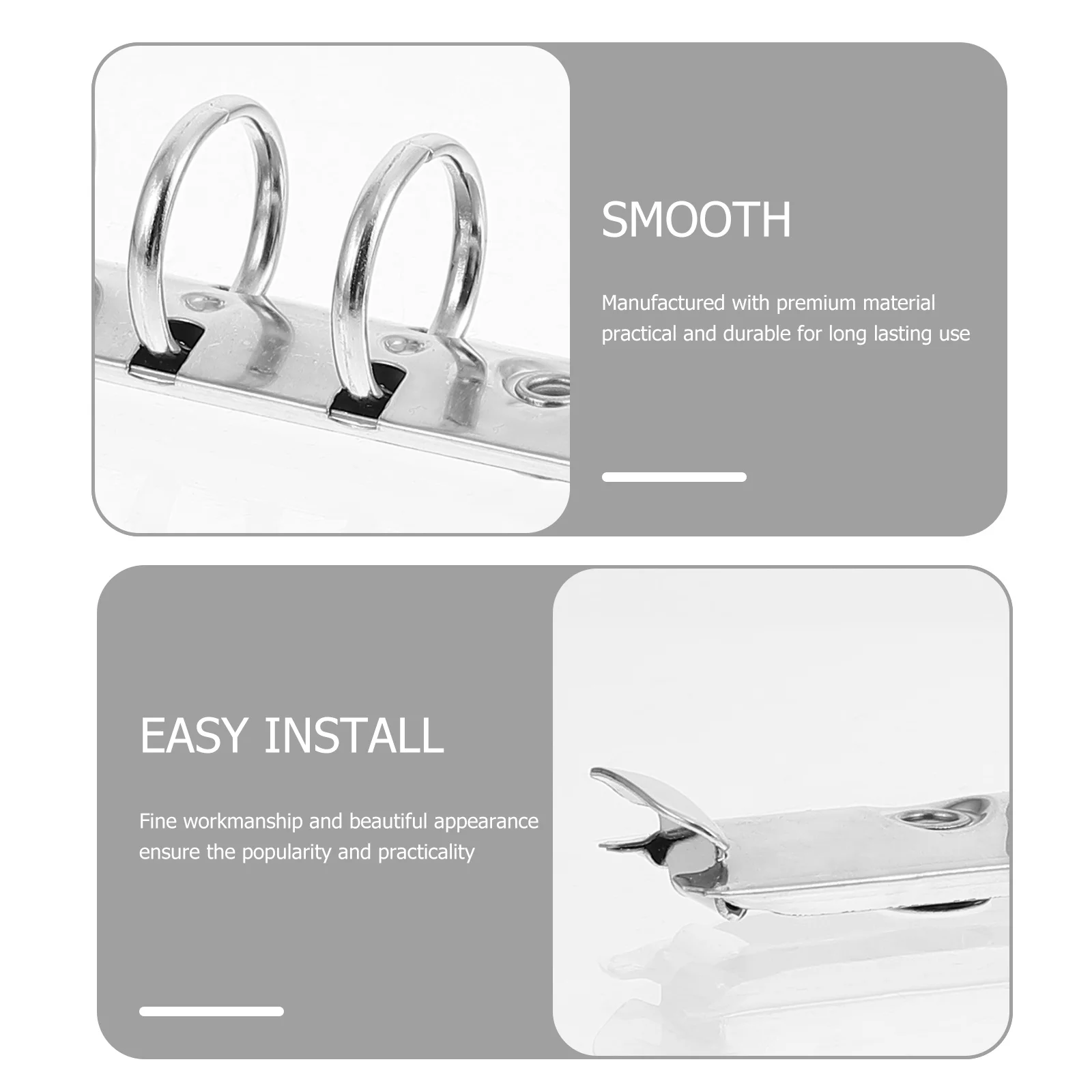 

4pcs Loose Leaf Rings Scrapbook Binder Stainless Steel Segmented File Binder School Stationery Supplies Creative Practical Clip