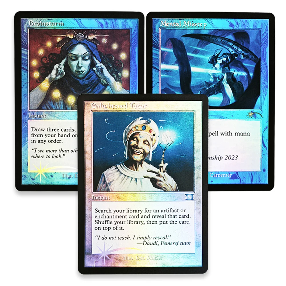 Коллекционные карты TCG Foil для домашних игр: Magic: The Gathering, Mental Misstep, Brainstorm, Gnlightened Tutor — игрушки, хобби, подарки для мальчиков
