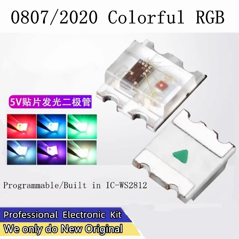 1000個-smdパッチ-0807-2020-カラフルrgb-赤緑青-同期フラッシュ内蔵ic-プログラマブルws2812-ledビーズ