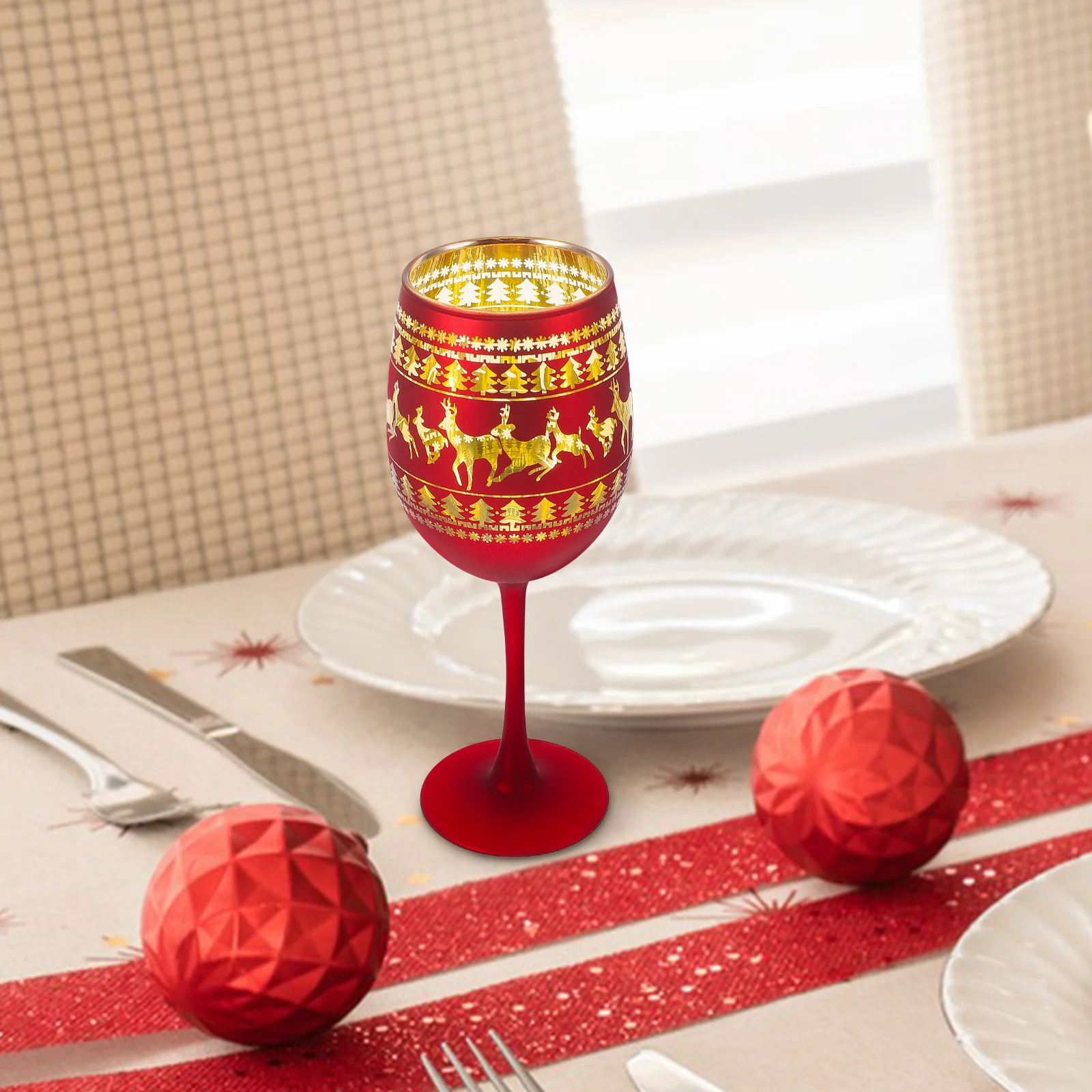 Creative Glass Christmas Cocktail Cups Red Glassware Wedding Flutes Water Drinking Glasses