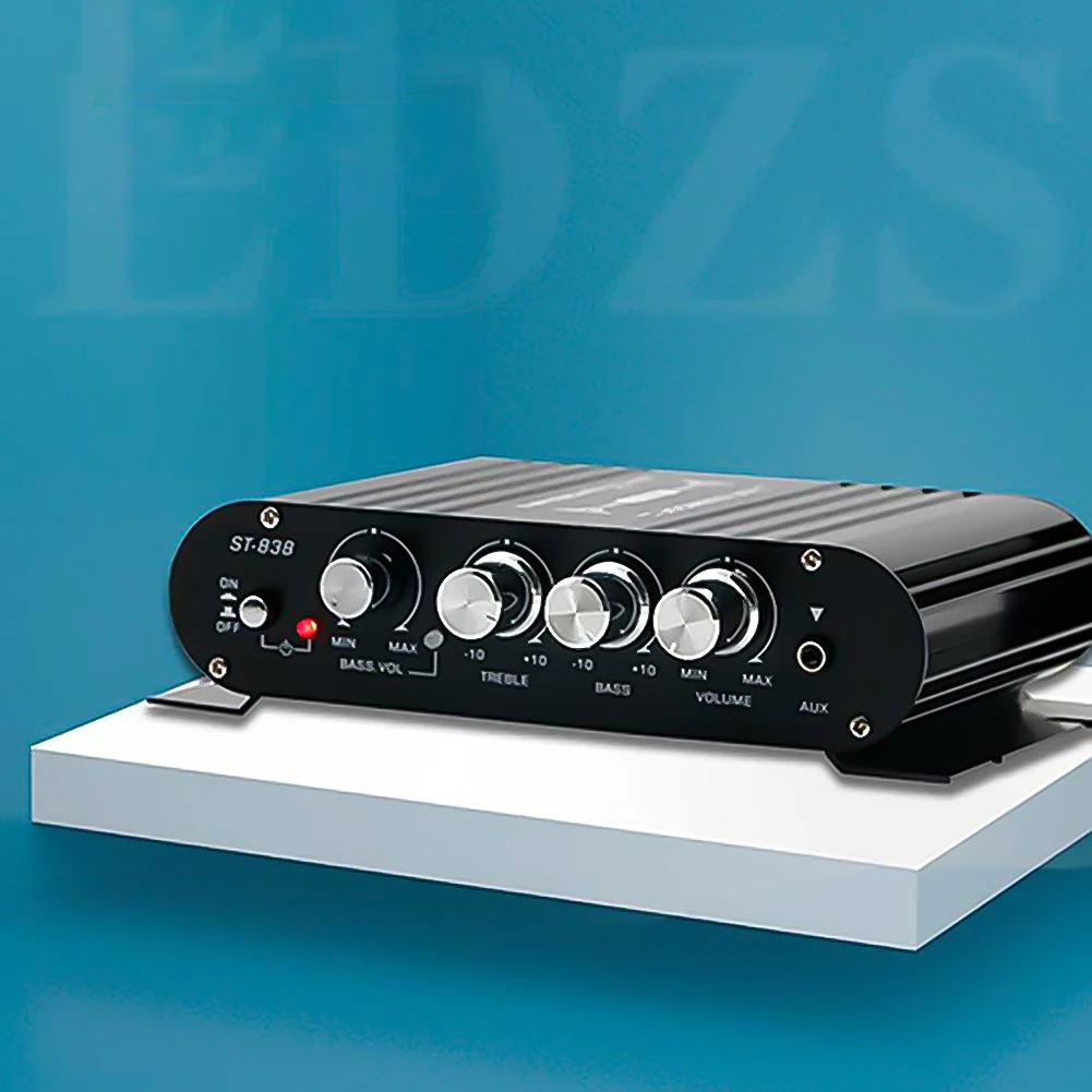 ST-838 HiFi 2.1 Canal Stéréo Basse Son Ampli Basses et Aigus Réglage 80W * 2 Audio Amplificateur Mini Media First