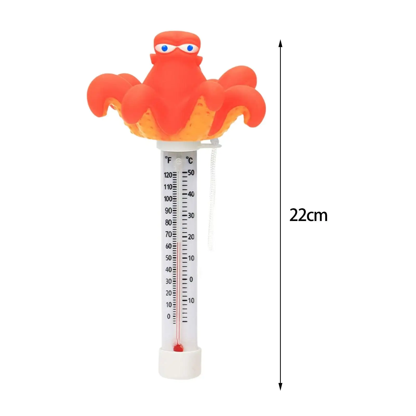 Floating Thermometer for Swimming Pool Hot Tub Water Temp Gauge Kids Bath Toy Accurate Scale with String PVC