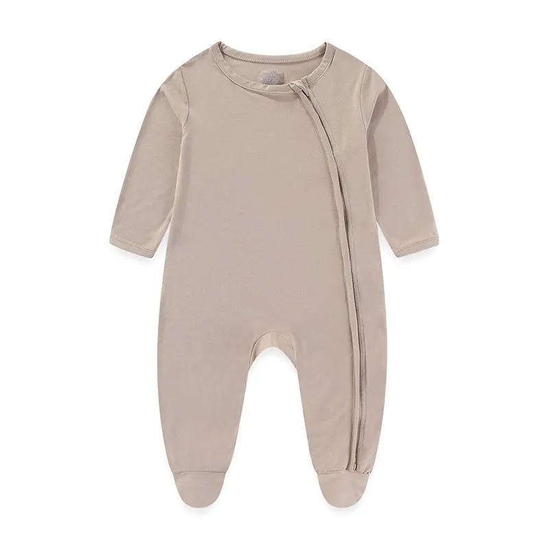 1 Piece Unisex Cotton Baby Girl Clothes Newborn 2-Way Zipper Solid Color Jumpsuits 0-12M Baby Boy Clothes Long Sleeve Autumn