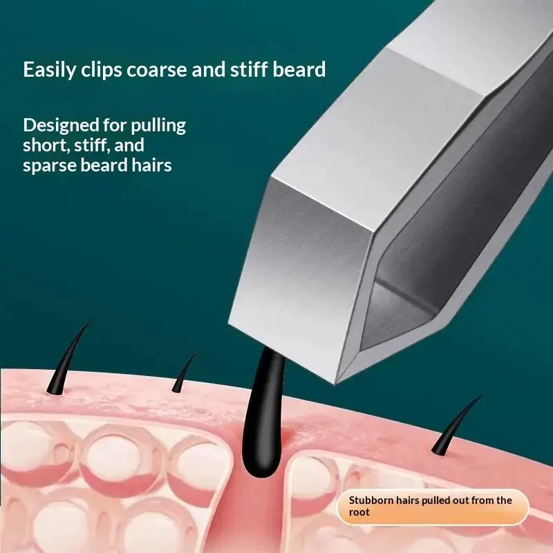 Durable Thickened Stainless Steel Tweezers For Beard Eyebrow Hair Removal Flat Tip Design Easy Grip Facial Hair Plucking Tool
