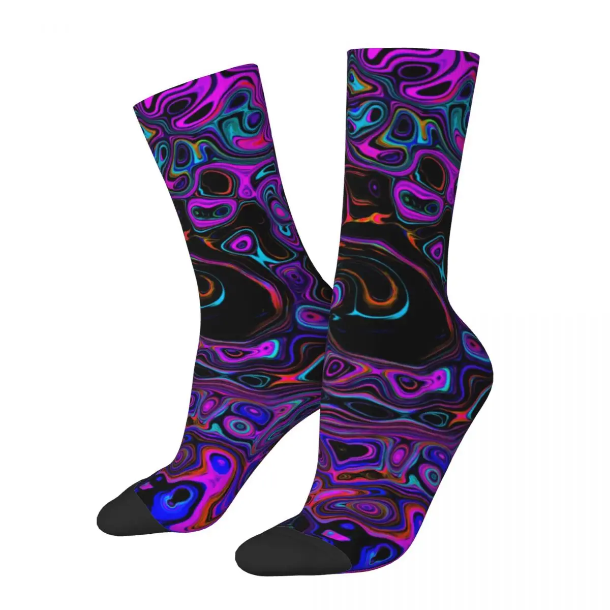 Retro Liquid Swirl Stockings Trippy Magenta Pattern Trendy Socks Autumn Non Slip Socks Women Men Climbing High Quality Socks