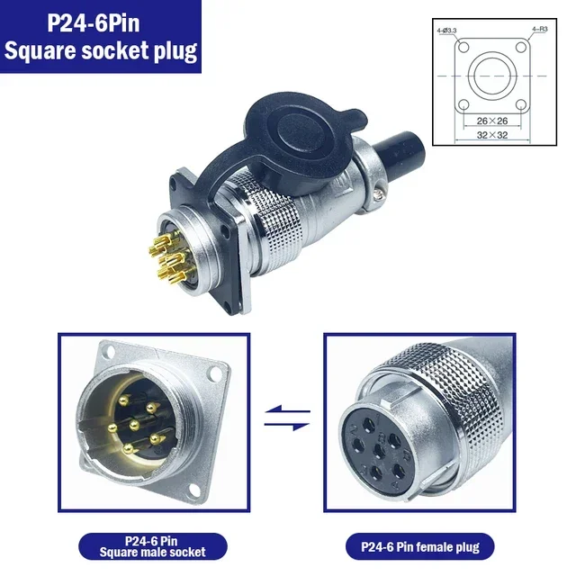 Pls24 Ws24 6/10/12/19 Pin Cirkelvormige Metalen Luchtvaart Socket Stekker Draad Vrouwelijke Mannelijke Connector M24 Schroefdraad Koppelpaneel