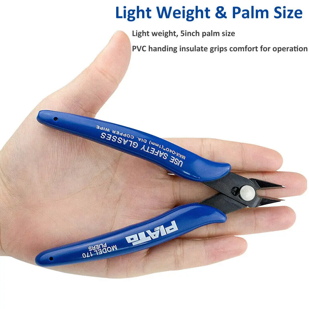 Imagem -02 - Cortadores de Cabo de Fio Elétrico de Aço Carbono Corte Side Snips Alicate Nivelado Pinça Ferramentas Manuais em Casa Azul 10 Pcs