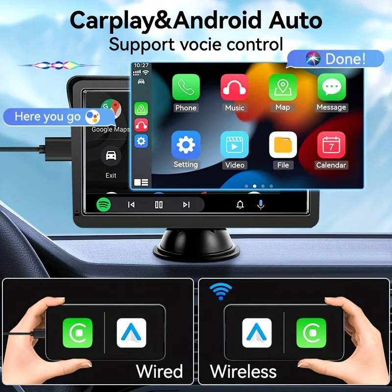 7.0 inch Car Radio Multimedia Video Player Wireless Carplay And Wireless Android Auto Portable Universal Touch Screen