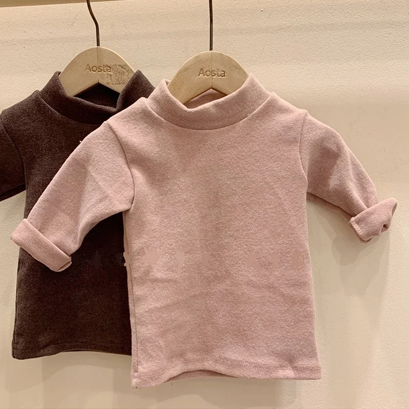 Girl Boys Baby Turtleneck Clothing New Fashion Korean Style Solid T-Shirts Autumn Long Sleeve Tops Clothes Childrens Fall Tees