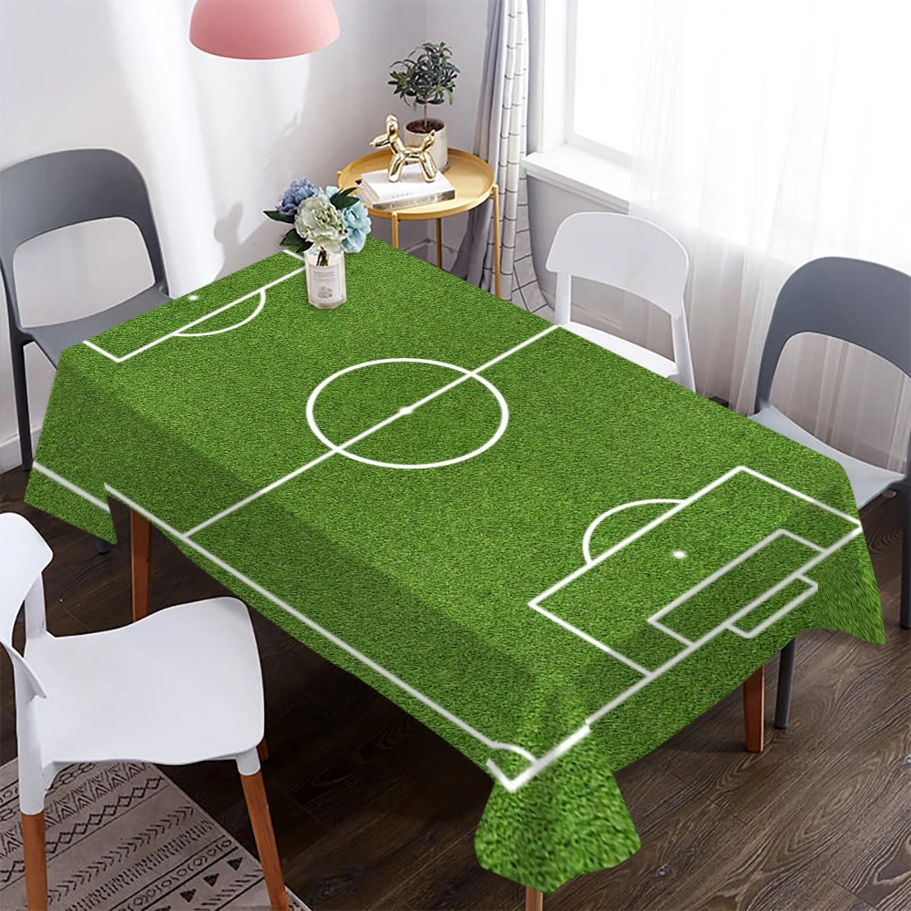 Soccer Field Rectangle Tablecloths for Table Decor Washable Sports Football Waterproof Table Cloth Holiday Kitchen Party Decor