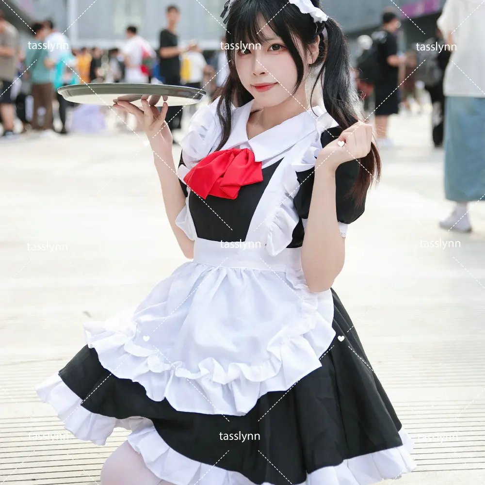 Anime Cosplay Maid fur s pour femmes, Costumes d'Halloween, Japon, Corée du Sud, Princesse, Noir, Blanc, Mignon