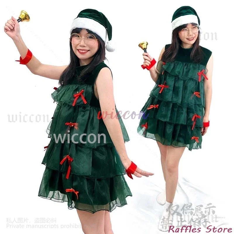 MN1 2024 Christmas Costume Cosplay Anime Dress Lolita Kawaii Holiday Party Dance Suit Green Lace Dress For Woman Girls Cust9 * J