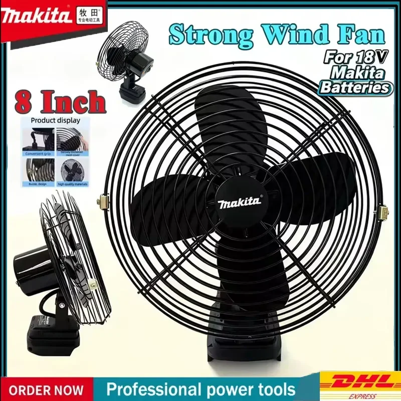 

Makita 8-Inch High-Speed Wireless Camping Fan Cordless Outdoor Essential for Picnic Tent Bedroom Portable Camping Accessory