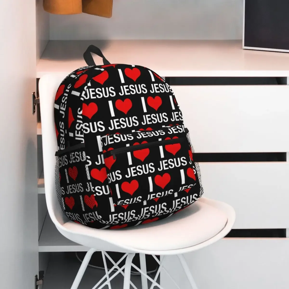 I Love Jesus Student Backpack School Bag Hiking Travel Daypack for Boys Girls Fashion Bookbag Shoulder Bags