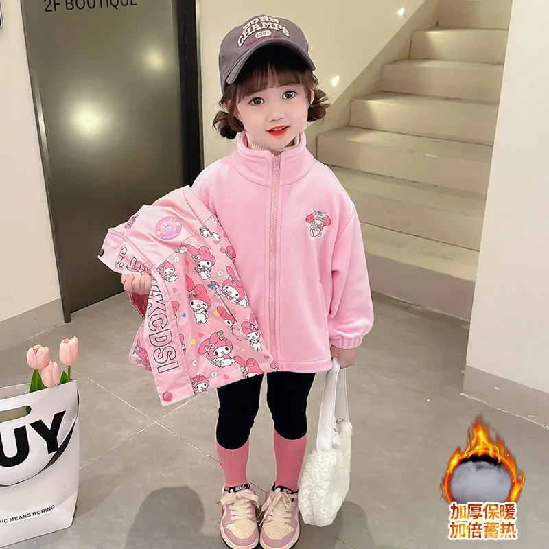 

New 2Pcs Girl Thickened Hooded Coat Anime Spring Autumn Shock Suit Trench Coat Leisure Comfortable Kawaii Cartoon